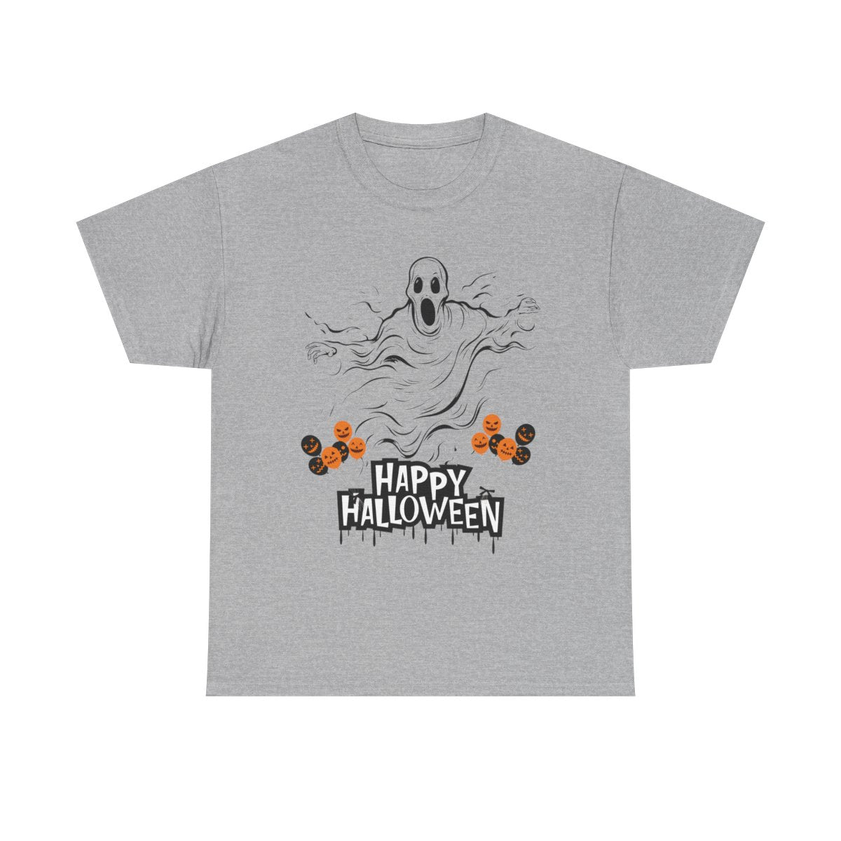 Happy Halloween Ghost T-Shirt – Spooky Unisex Graphic Tee for Halloween Parties